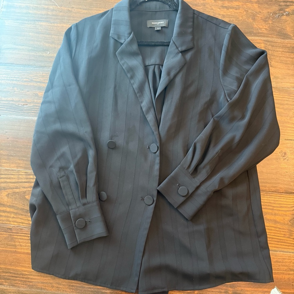 Size L oversized Banana Republic Black Double-Breasted Blazer top